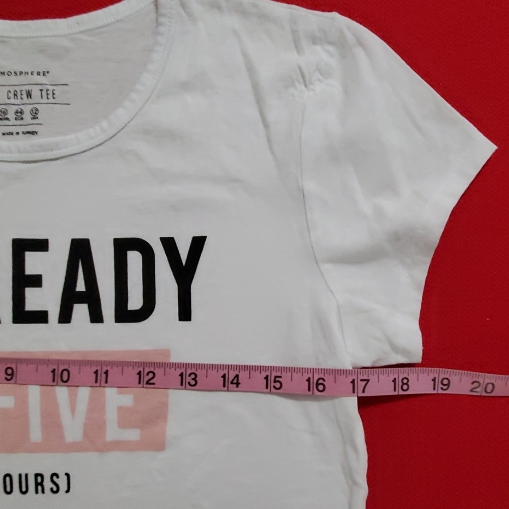 Atmosphere The Crew Tee white cap sleeve 'B ready in 5..' Small Humor Snarky - Picture 5 of 6